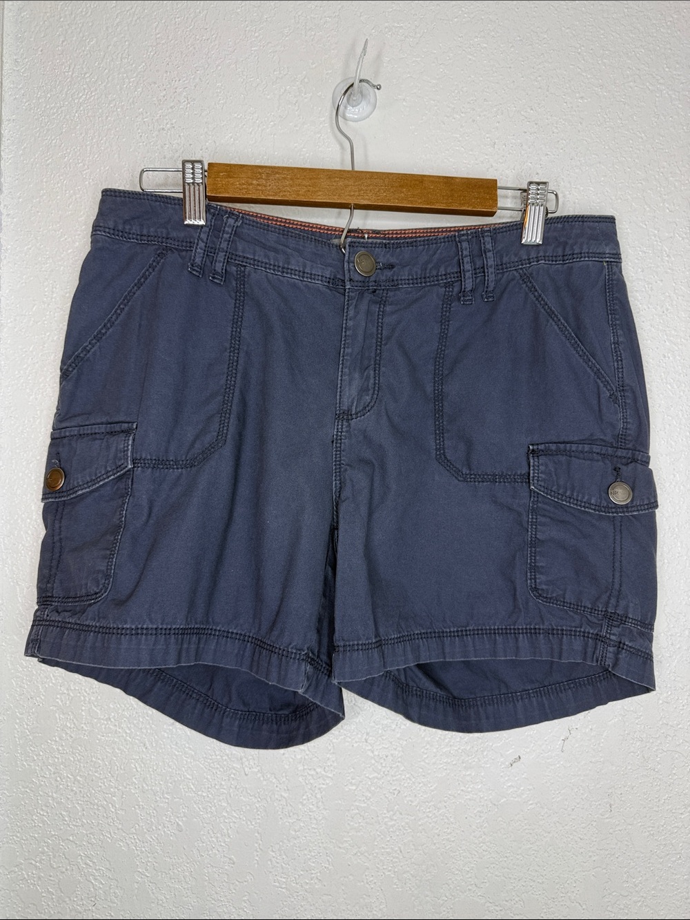 Natural Reflections Slate Blue Cotton Cargo Utility Shorts Size 8 Hiking Camping